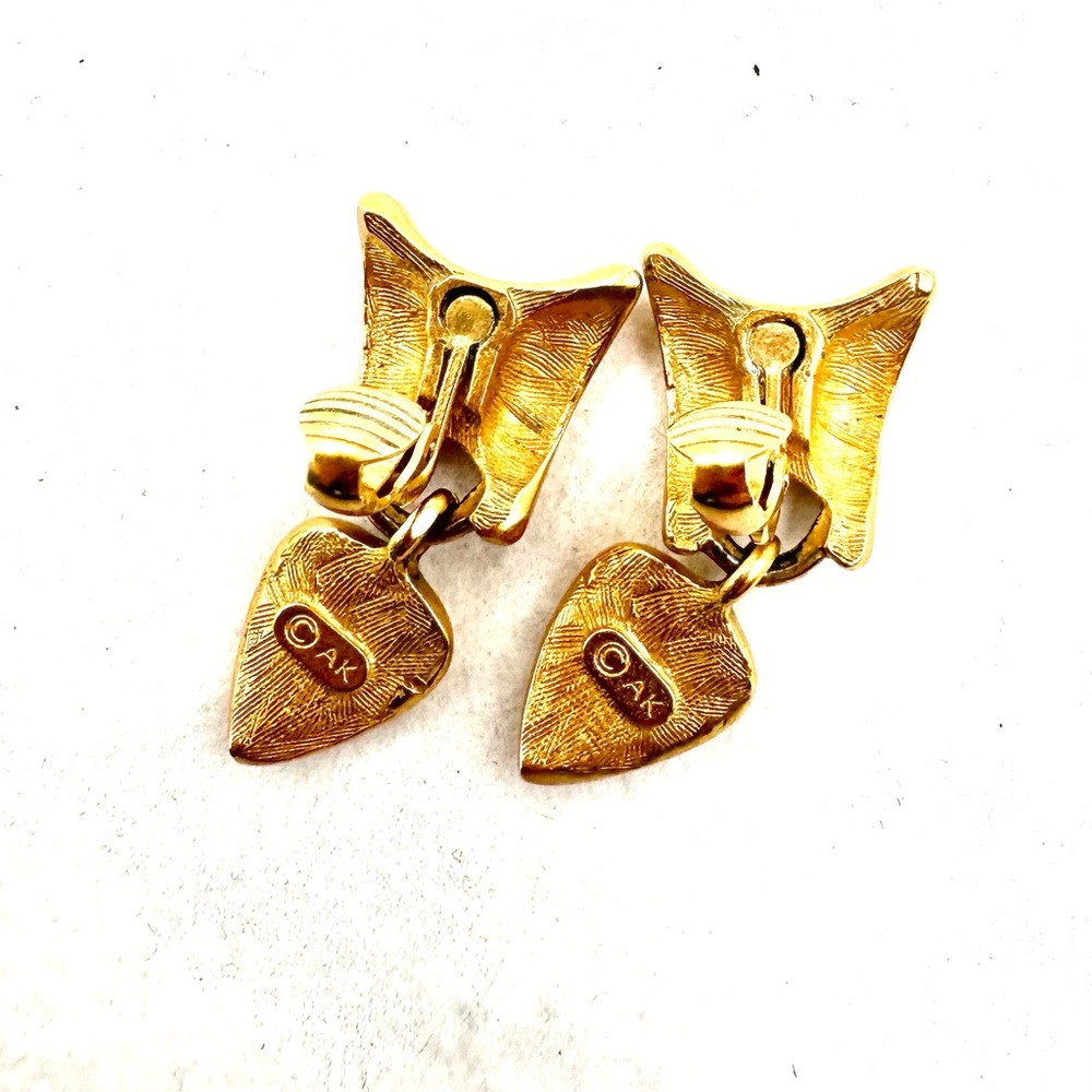 Vintage 1980’s Anne Klein Matte Gold Tone Ear Clip Earrings - Picture 10 of 10